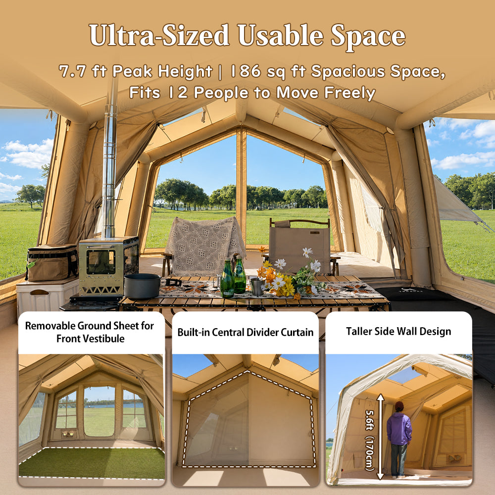LODGE AIR-17L Luxury Inflatable Canvas Glamping Air Tent