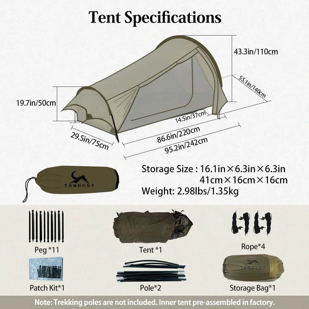 UL-Arden pro Ultralight 15D 1 Person Waterproof Bivy Tent
