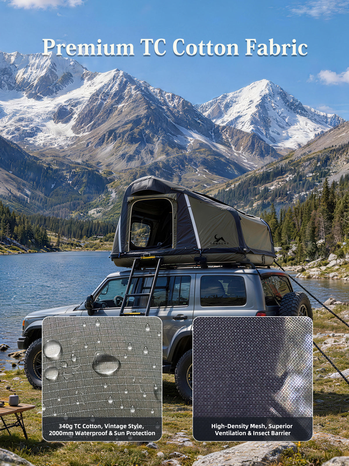 LODGE AIR-ctop Car Tent Blow Up Canvas Roof Tent for Car SUV Jeep Van