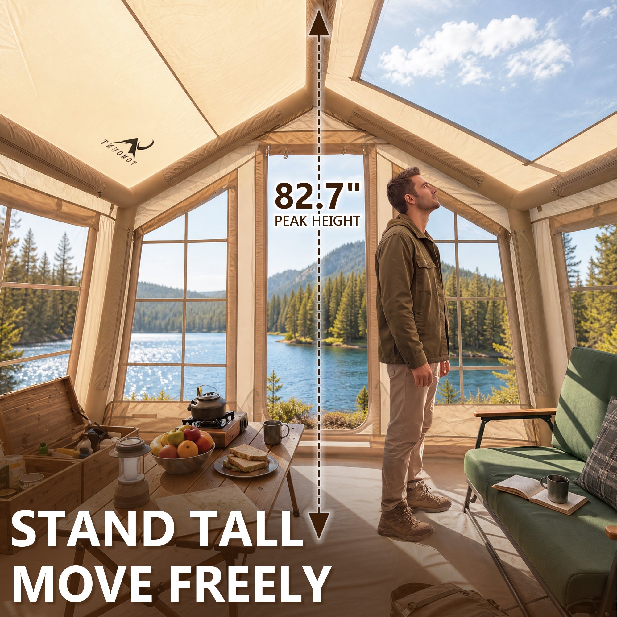 Tomount 3-5 Person Inflatable Cabin Tent with Skylight