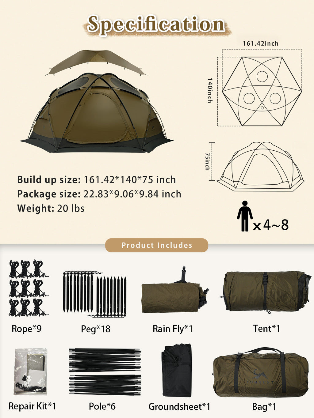 DOMEL-otto 4-Season Ultralight Nylon Tent with Stove Jack