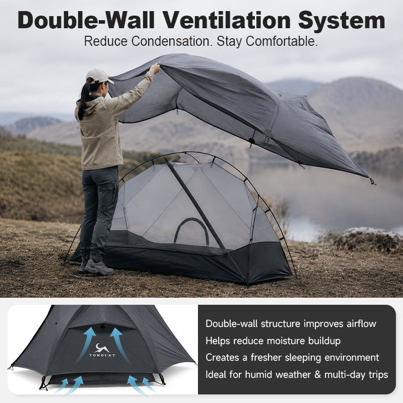 TOMOUNT 1-Person Backpacking Tent – Ultralight Double-Wall