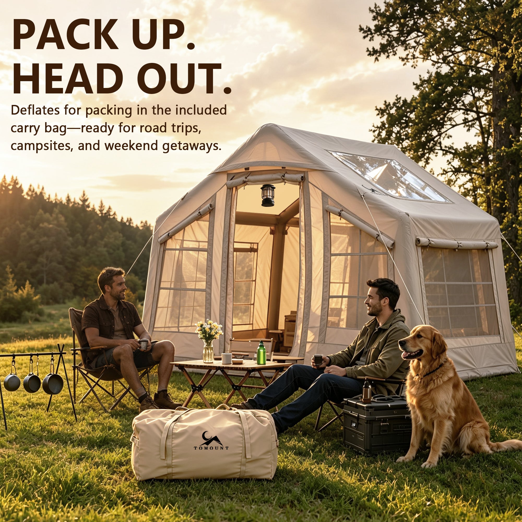 Tomount 3-5 Person Inflatable Cabin Tent with Skylight