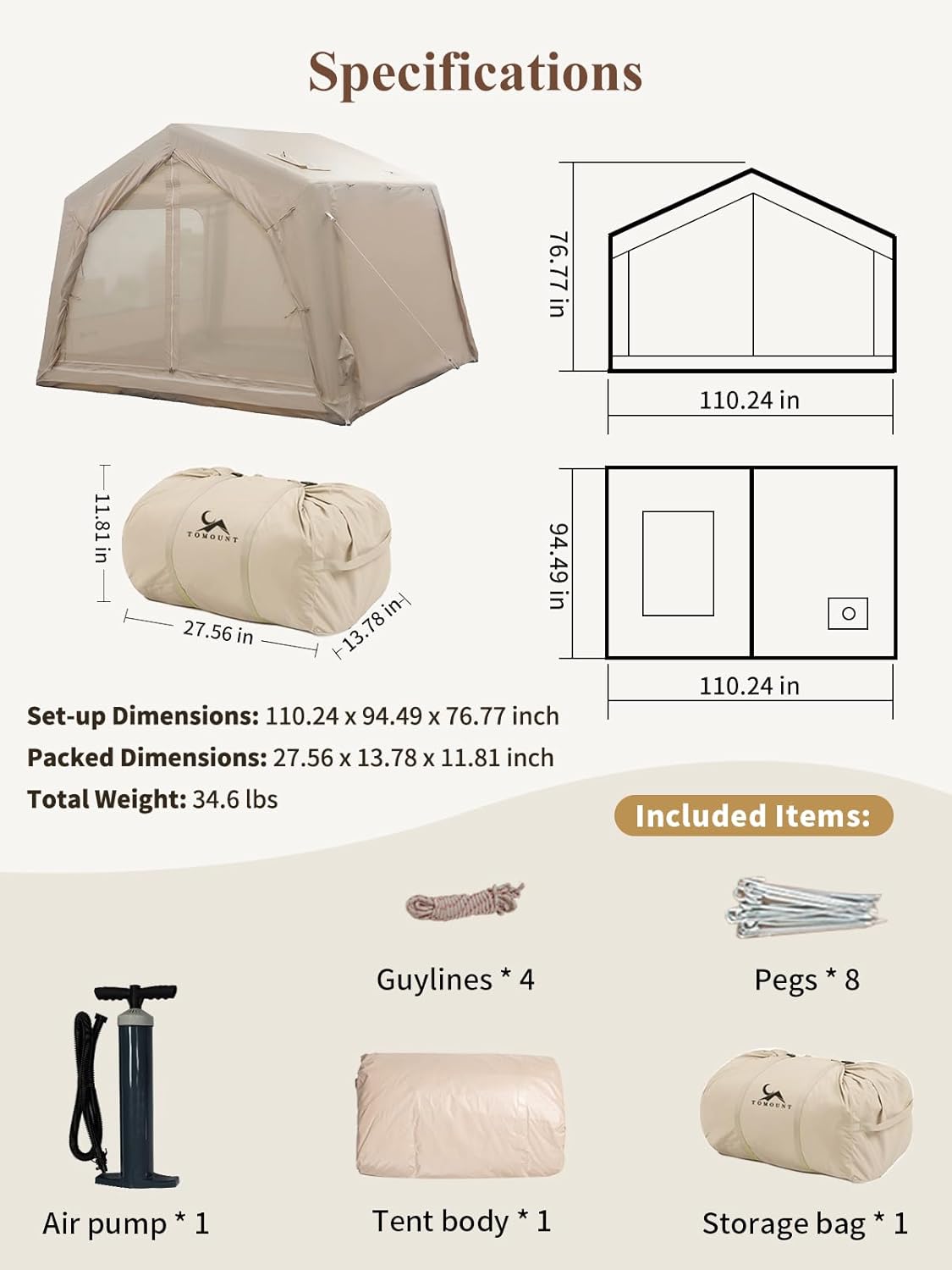 LODGE AIR-7 3-4 Person Blow up Air Hot Tent