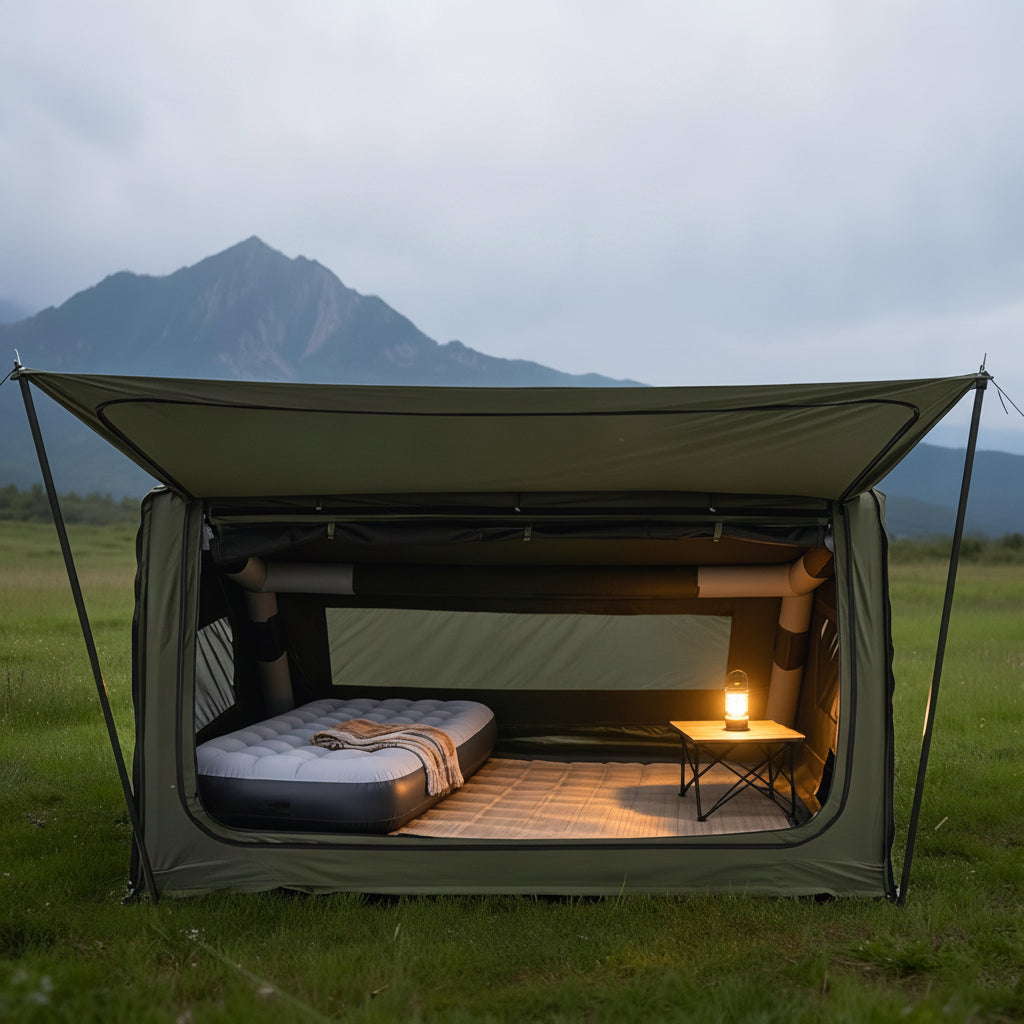 LODGE AIR-X2 Inflatable Canvas Easy Setup Blow Up Tent for Camping