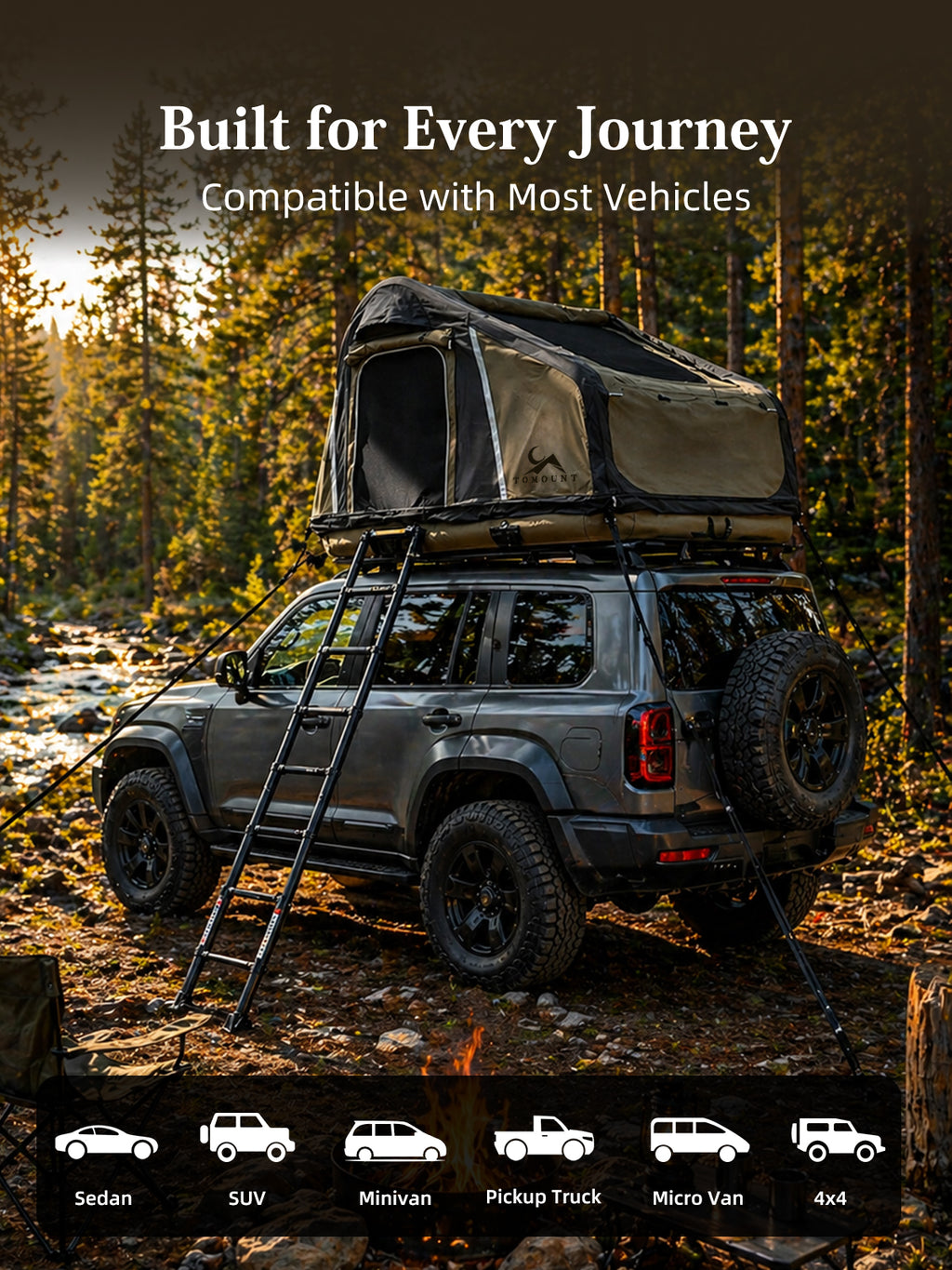 LODGE AIR-ctop Car Tent Blow Up Canvas Roof Tent for Car SUV Jeep Van