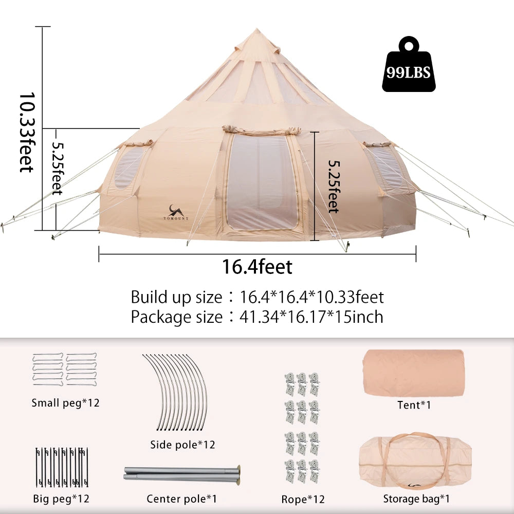 ONEROD-Droplet Canvas Bell Tent with Stove Jack & Starview Window