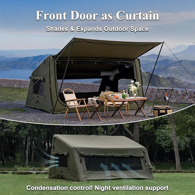LODGE AIR-X2 Inflatable Canvas Easy Setup Blow Up Tent for Camping