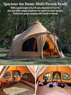 DOMEL-mogura Canvas 4 Person Bell Tent with Stove Jack