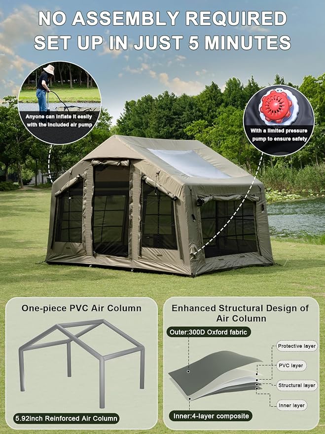 LODGE AIR-8 3-5 Person Air Tent with Skylight