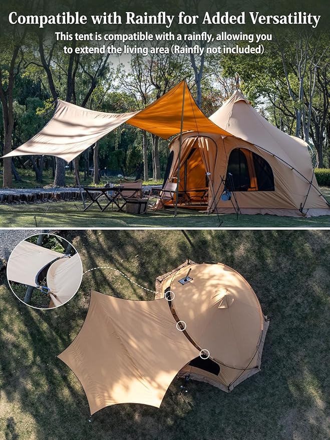 DOMEL-mogura Canvas 4 Person Bell Tent with Stove Jack