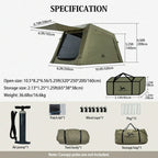 LODGE AIR-8L 3-4 Person Air Tent with Stove Jack