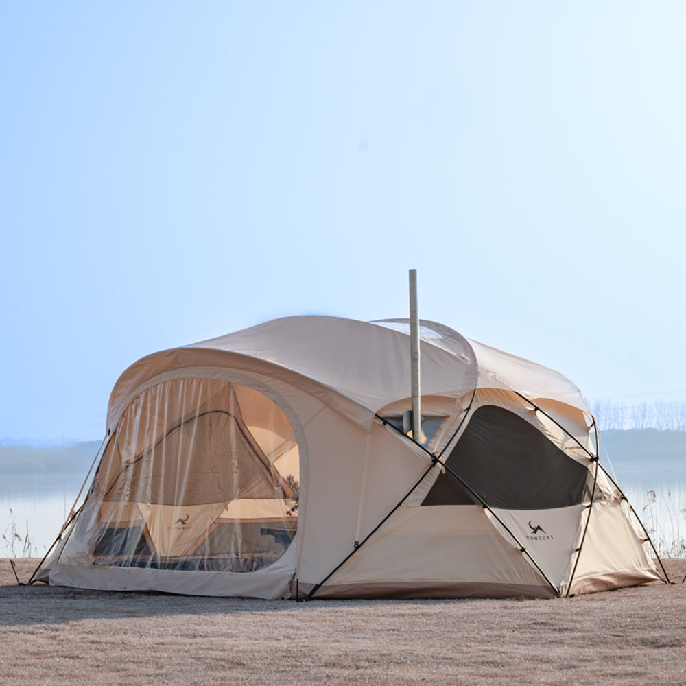 DOMEL-TCmoonbg Dome Cotton Glamping Bell Tent with Stove Jack