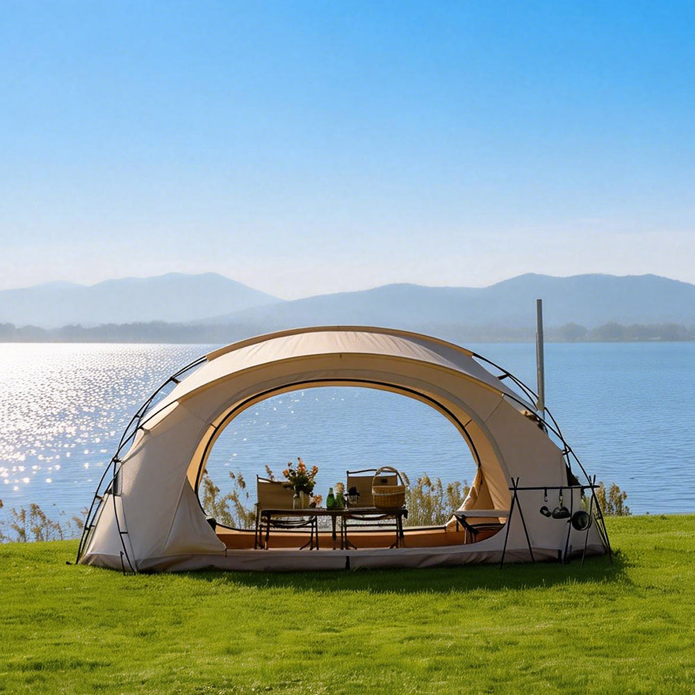 DOMEL-TCmoonbg Dome Cotton Glamping Bell Tent with Stove Jack