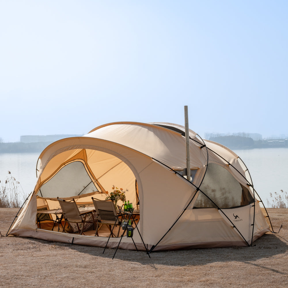 DOMEL-TCmoonbg Dome Cotton Glamping Bell Tent with Stove Jack