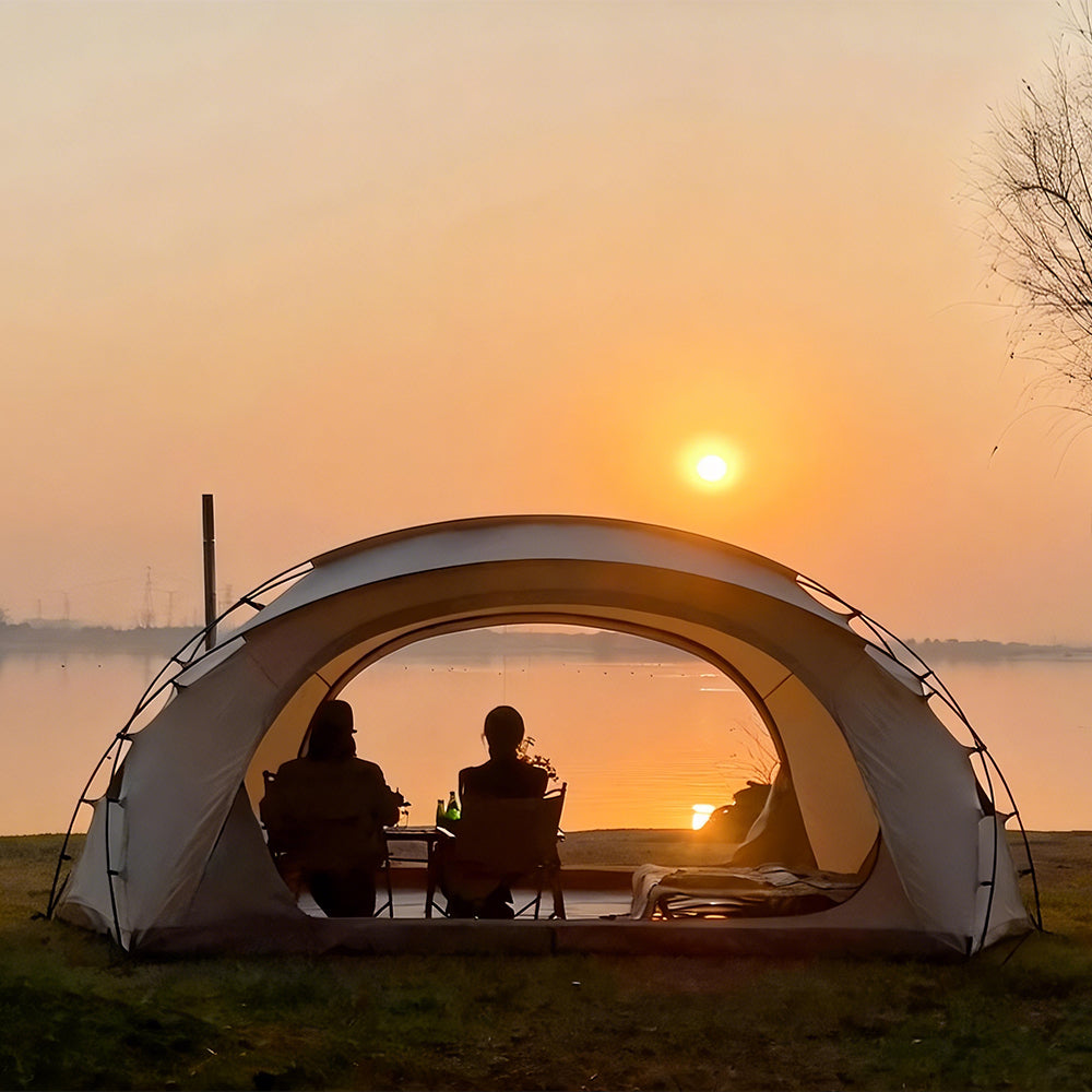 DOMEL-TCmoonbg Dome Cotton Glamping Bell Tent with Stove Jack