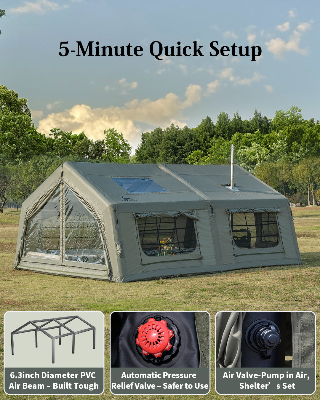 LODGE AIR-17 Luxury Inflatable Canvas Glamping Air Tent