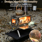 TOMOUNT Wood Burning Hot Tent Stove with Chimney Pipes & Glass Window
