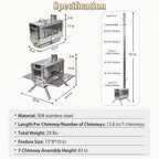 TOMOUNT Wood Burning Hot Tent Stove with Chimney Pipes & Glass Window
