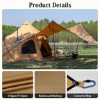 Tomount TC Canvas Camping Tarp – 13.78 × 13.78 ft