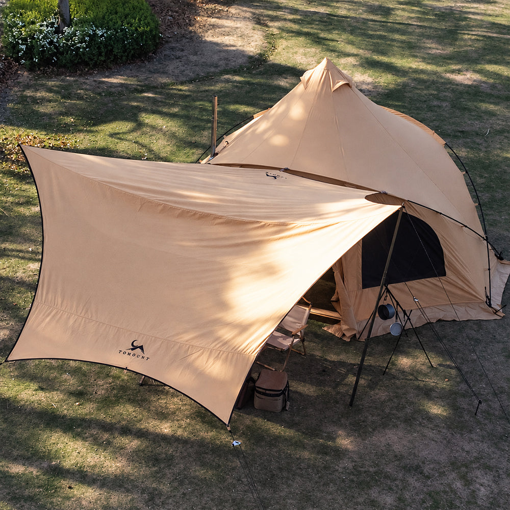 Tomount TC Canvas Camping Tarp – 13.78 × 13.78 ft