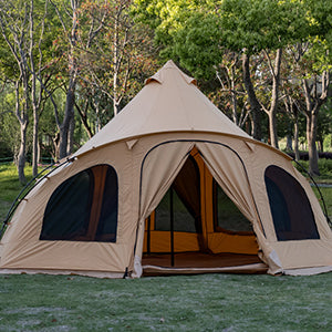 DOMEL-mogura Canvas 4 Person Bell Tent with Stove Jack