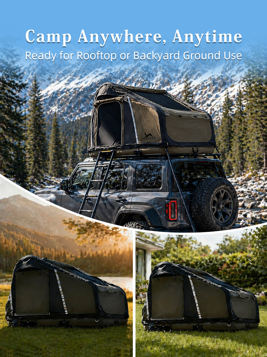 LODGE AIR-ctop Car Tent Blow Up Canvas Roof Tent for Car SUV Jeep Van